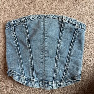 Garage Light Blue Denim Corset Top